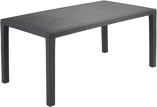 Generico Tavolo da Giardino Interno ed Esterno in Resina Antracite cm 150x90x74h