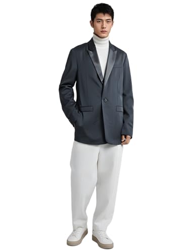 Men's One Button Casual Coat Peak Lapel Suit Blazer Dinner Groom Tuxedos Jacket