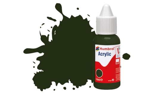 Humbrol Model Paint - DB0163 No 163 Dark Green - Satin (14ml), Acrylic Paints for Models, Plastic, Metal, Wood, Glass, Ceramics and More, Acrylic Touch Up Paint - Hobby Paint Bottle for Craft Kits