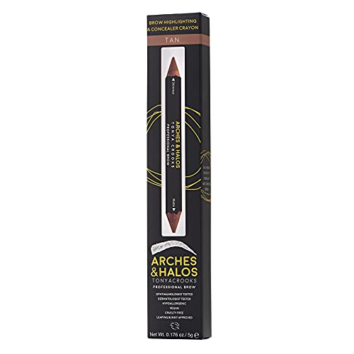 Arches & Halos Brow Highlighter And Concealer Crayon - Enhance, Conceal And Highlight The Brow Arch - Dual Ended Crayon With Rich Color - Vegan And Cruelty Free Makeup - 0.176 Fl Oz, Tan #TOP26