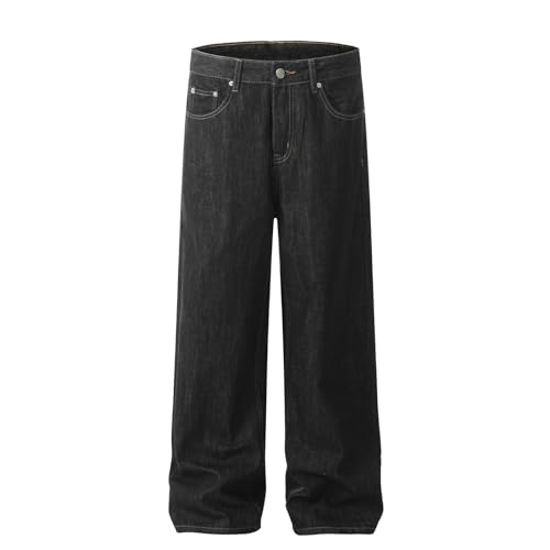 Jeans Pants Trouser Denim Trendy Street Retro Black Temperament Commuting Casual Straight Leg for Men2