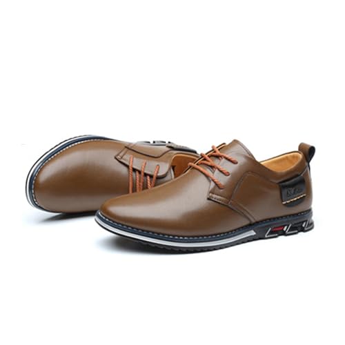 Men's Leather Lace Up Flats Dress Oxfords,Fashion Breathable Slip On Walking Shoes Business Office Party Comfort Loafers4