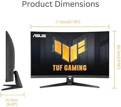 ASUS TUF Gaming 31.5” 1440P Curved HDR Gaming Monitor (VG32WQ3B) – QHD (2560 x 1440), 180Hz, 0.5ms, 1500R, Extreme Low Motion Blur, FreeSync, 90% DCI-P3, Shadow Boost, DisplayWidget, 3 yr Warranty — view 7