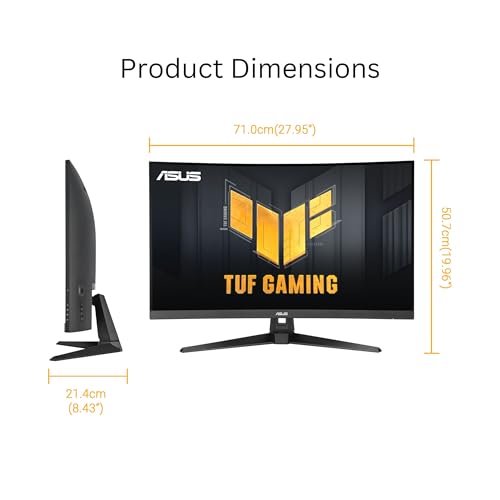 ASUS TUF Gaming 31.5” 1440P Curved HDR Gaming Monitor (VG32WQ3B) – QHD (2560 x 1440), 180Hz, 0.5ms, 1500R, Extreme Low Motion Blur, FreeSync, 90% DCI-P3, Shadow Boost, DisplayWidget, 3 yr Warranty by ASUS - Image 8