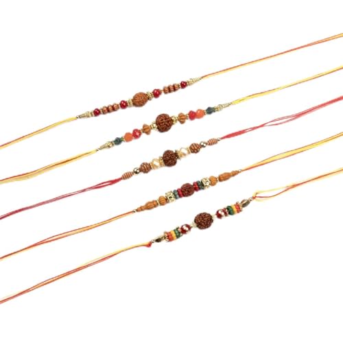 Image of Traditional Handmade Rakhi For Brothers | Designer Pearl, & Beaded Wrist Bands For Bhai| Thread Rakhi For Siblings | Elegant Handcrafted Bracelet For Raksha Bandhan