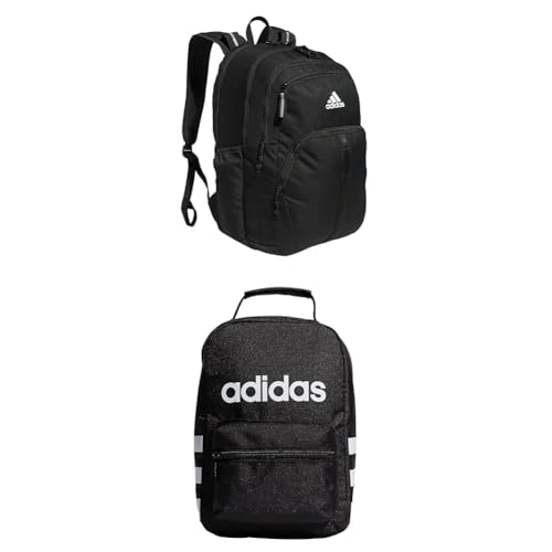 adidas Prime Backpack (37L) + Santiago Lunch Bag (7L), Black/White + Black/White, One Size