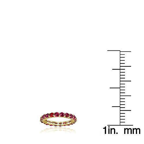 Ice Gems Sterling Silver Created Ruby 3mm Round-cut Eternity Band Ring3