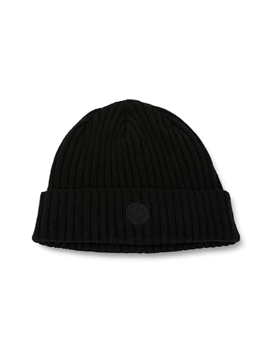 Ribbed Cuff Hat with Logo Black