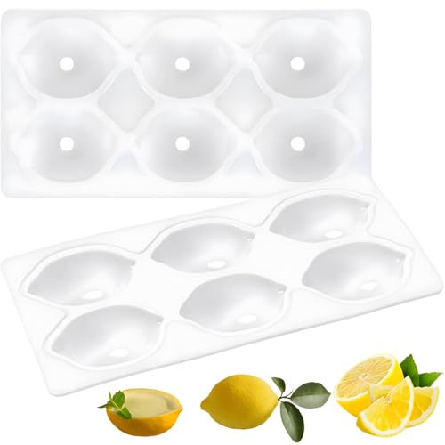 SKIPTHYBER Silikonform Zitrone, 3D Zitronen Silikonform Früchte, 6 Gitter Nicht-Stick-Gussformen für Brownies, Kuchen, Mousses, Pfannen, Gebackene Desserts, Kuchendekoration