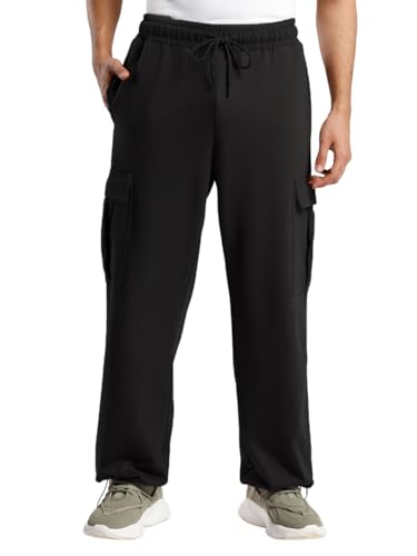 NOBERO Men's Loose Mid Rise Oversized Cargo Utility Joggers