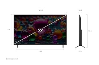 LG Smart TV UA7000 Series 4K de 55 pouces - Processeur IA α7 4K, cartographie dynamique des tonalités, Alexa Ready, HDR10, HGIG, ALLM, WebOS 25, Wi-Fi, Bluetooth, mise à l'échelle AI, son AI, canaux