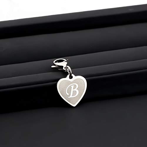FAADBUK Initial Letter A-Z Alphabet Heart Charms for Jewelry Bracelet Keychain Necklace Initial Stainless steel Clasp Clip on Charm (intial B) by FAADBUK - Used condition - Image 4