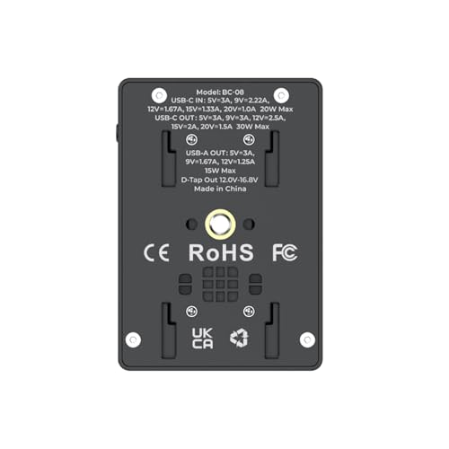 Image of Accsoon Toprig BC08 BP-A Mounting Plate Battery Charger for Canon BP-A Type Batteries, with USB-A USB-C D-Tap, PD Out Ports, PD in