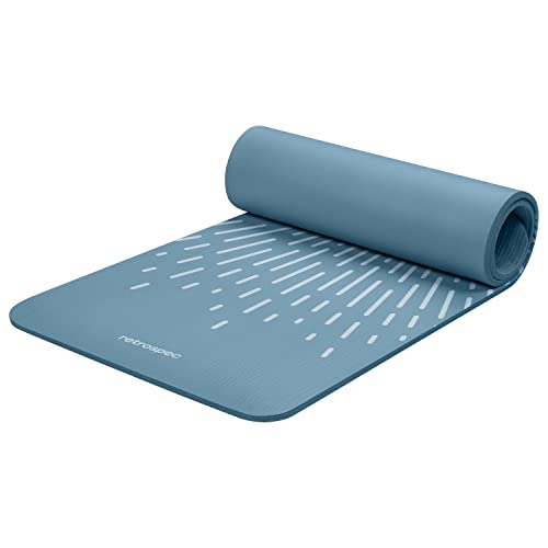Retrospec Solana Yoga Mat 1/2" Thick w/Nylon Strap for Men & Women - Non Slip Excercise Mat for Yoga, Pilates, Stretching, Floor & Fitness Workouts, Blue Mist by Retrospec - Used condition - CA$22.67
