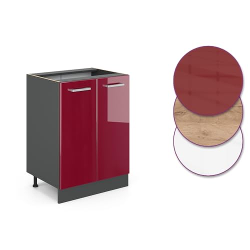 Miniatura 5 de Vicco Mueble Bajo De Cocina R-Line, Rojo De Alto Brillo, 60 Cm Sin Encimera