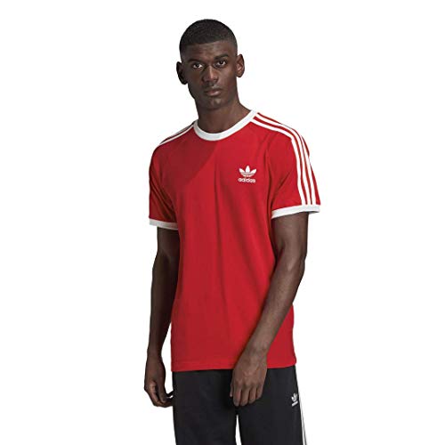 adidas Originals mens 3-Stripes Tee Scarlet/Red Large