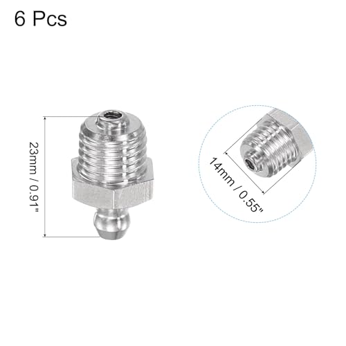 Image of uxcell 6Pcs Metric Stainless Steel Straight Grease Fitting M12 x 1.5mm Thread Hydraulic Grease Fitting Accessories