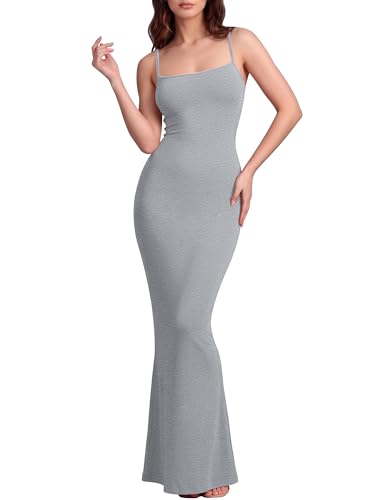 VIUTIL Womens Sexy Bodycon Maxi Dress Sleeveless Tight Lounge Slip Long Dress 2026 Summer Grey Small