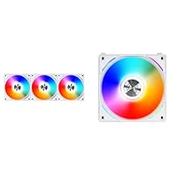 Lian-Li UNI FAN AL120 RGB PWM Lüfter, 3er Pack inkl. Controller - 120mm, weiß & Lian-Li UNI FAN AL120 RGB PWM Lüfter – 120 mm, weiß