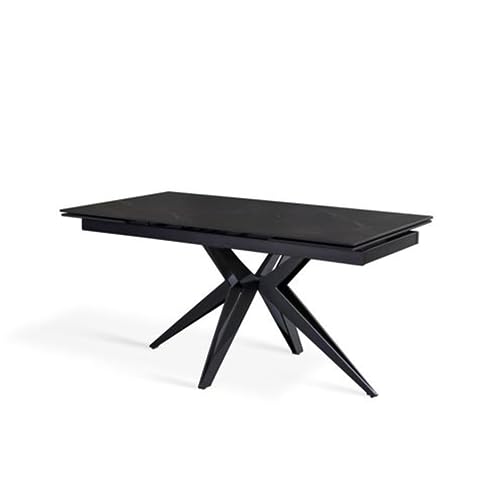 STONES HOME FURNITURE Table à Manger Extensible Stones Match 2 avec Plateau en céramique de 10 Places 240 x 90 cm 76 h (céramique marbre Noir)