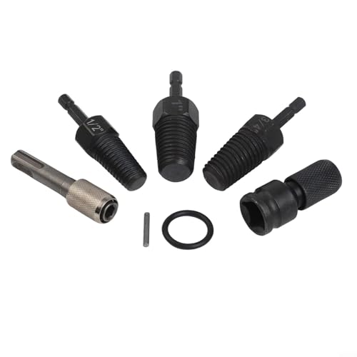 Juego de extractor de tornillos para quitar tornillos rotos y tuberías de agua dañadas de 1/2 3/4 1 pulgada con herramienta de reparación de rosca interior compatible con taladro manual o taladro