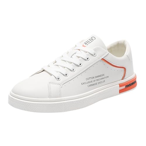 Zapatillas Hombre Zapatos Casuales de Cuero para Hombre con diseño Moderno y Punta Redonda Calzado Informal Transpirable para Uso Diario cómodo (Orange, 43)