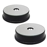 PHOSOK LED Black Display Base- Crystal Glass Art Statue Merchandise Display Stand-White Light Display Stand Powered by 3 AAA Batteries （Pack of 2）