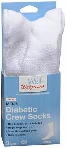 Walgreens Diabetic Crew Socks for Men, White, 7-12, 3 pr