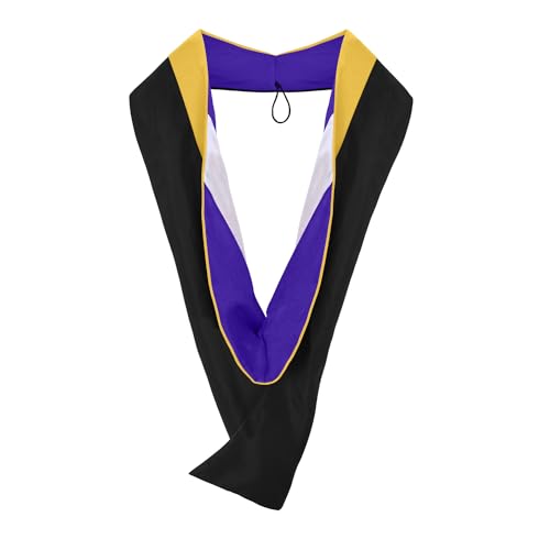 Endea Graduation Masters Hood for Science, Mathematics, Political Science, College Degrees - University Academic Regalia (Gold/Purple/White)