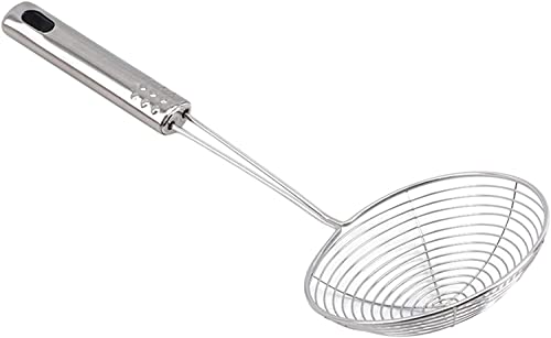 U-K Mestolo per scolapasta in acciaio inossidabile, manico ergonomico e filtro a ragno con manico per arrostire cibi, pasta, spaghetti, pasta in cucina, utile e pratico