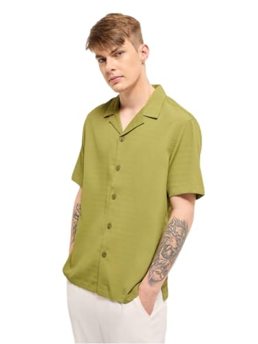 Image of THE BEAR HOUSE Men's Green Regular Fit Shirt