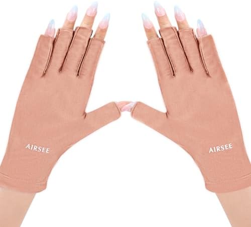 AIRSEE UV Gloves for Nail Lamp,Professional UPF50+ UV Protection,Pink