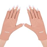 AIRSEE Anti UV Gloves for Nail Lamp, Professional UPF50+ UV Protection Gloves for Manicures Nail Art, Fingerless Gloves (Pink)