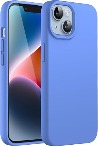Image of Elzzi Compatible with iPhone 14 Plus Case, Liquid Silicone Case, Full Body Protective Cover, Shockproof, Slim Phone Case, Anti-Scratch Soft Microfiber Lining, 6.7 inch - Azure Blue