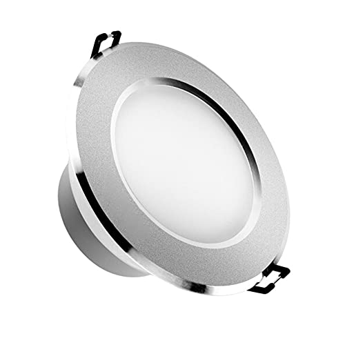 SHXITAYNB Downlight À LED,Downlight Ultra-Fin 3W, Oeil De Boeuf, Spot Encastré dans L'allée du Salon, Lumière Blanc Chaud/Lumière Blanche, Trou 7-8 Cm [Aluminium Sable Argent],Sand Silver,3w White Cover