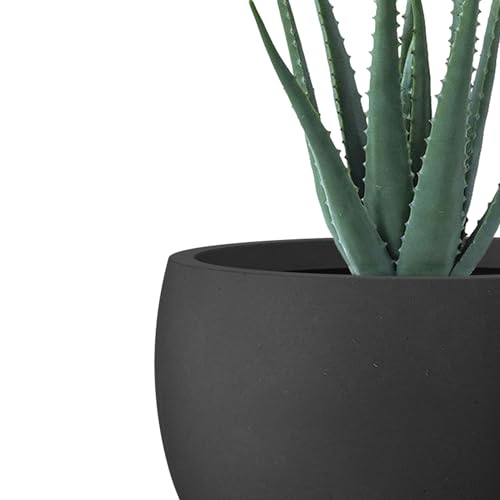 Image of Kante Large Round Bowl Black Concrete Planter 18 inch Dia, Outdoor