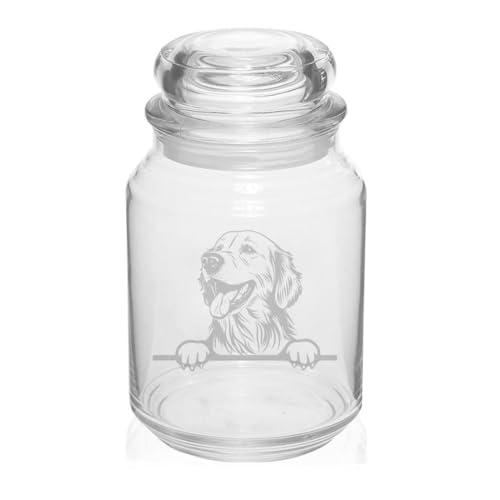 MIP 26 oz Glass Candy Jar Apothecary Storage Jar Gift Peeking Golden Retriever Dog