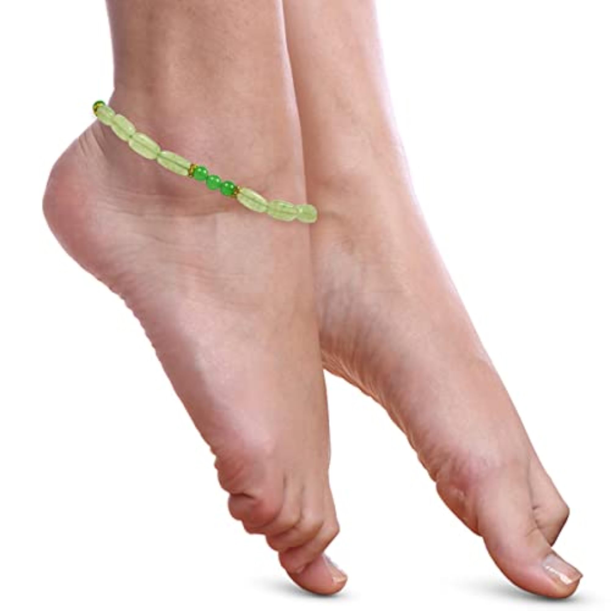 Multi-Colour Crystal Stone Anklet with Green Jade & Aventurine