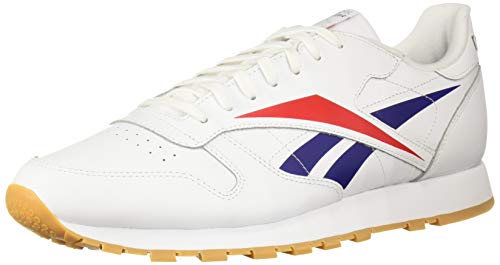 Image of Reebok Men's Classic Leather Sneaker, White /scarlet /phantom blue, 4.5 M US