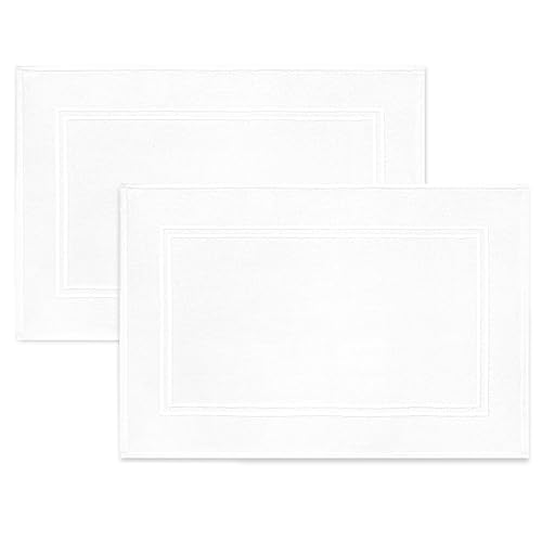 Tens Towels Pack of 2 Bath Mats 100% Cotton, 20 x 32 Inches, Super Absorbent, Hotel Quality Premium Floor Towels, Luxurious, Soft & Quick Dry, Not a Bathroom Rug, White