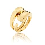 Kainier 2PCS Gold Chunky Rings for Women Girls 14K Gold Plated Dainty Rings High Polish Statement Band Classic Double Ring Comfort Fit Size 5 to 10 (7, Double Ring)