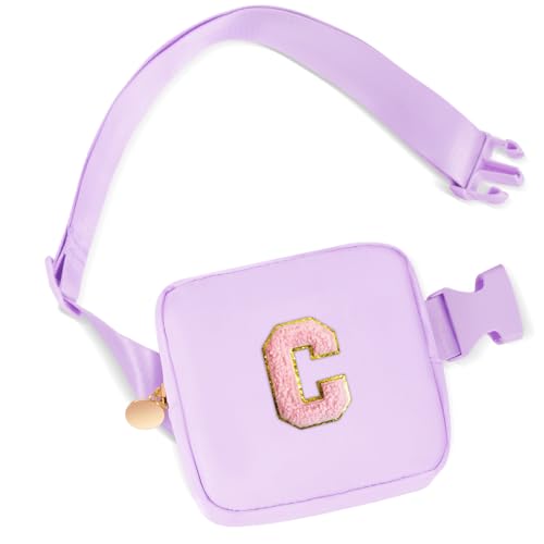 Uygafly Gifts for Girls Kids Toddler,Initial Fanny Pack Purse Lavender,C