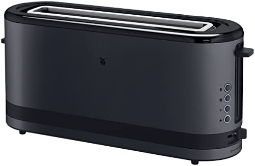 WMF Grille-pain longue fente, 2 tranches avec support à pain, grille-pain étroit, XXL, fonction bagel, 7 niveaux de torréfaction, 900 W, en acier inoxydable, mat, noir