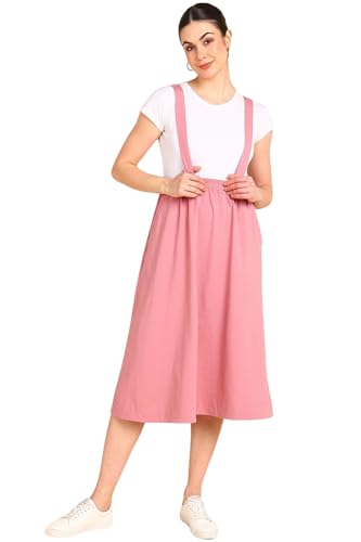 Image of ZELENA Maternity Jersey Skirt for Women with Pockets | 100% Soft Cotton Pregnancy & Postpartum Skirt | Stretchable Maternity Skirt with Detachable Strap for Mothers