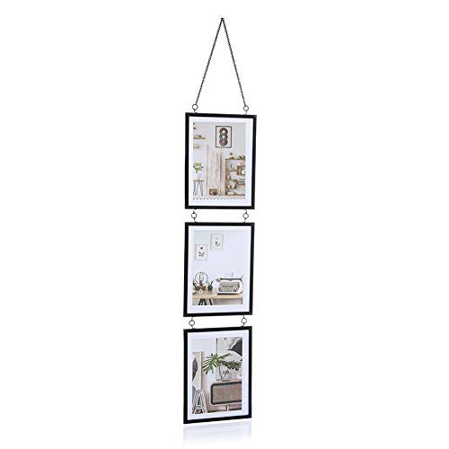 Wnlyb New European Style Triple Photo Frame Retro Chain Hanging Combination Photo Wall 7-inch Decorative Photo Frame,Gold