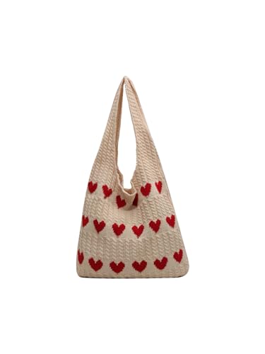 SweatyRocks Women's Large Capacity Graphic Pattern Handbag Cute Top Handle Crochet Shoulder Bag