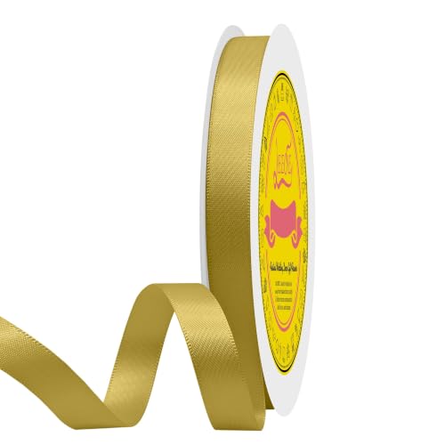 Image of Double Face Cream Gold Satin Ribbon 1 /2 inch X 50 Yards Polyester Cream Gold Ribbon for Gift Wrapping Very Suitable for Weddings Party Invitation Decorations and More