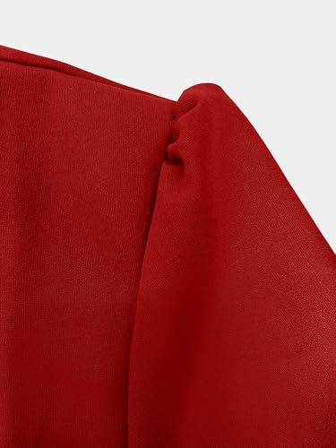 Image of Dresses for Women Elegant Long Sleeves Ruffles Pencil Knee Length Split Business Dress with Belt Zipper