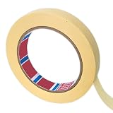 INDIAN STORE 24 Nastro per mascheratura professionale 4349 Carta crespa di precisione di alta qualità per linee di verniciatura nette e rimozione senza residui (Giallo, 12 mm x 50 m)