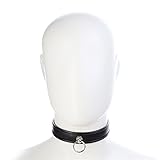 Hanyi Dame Punk Leder SM Halsband mit O-ring Einstellbar Halskette Sklave Sex Spielzeug (Schwarz)